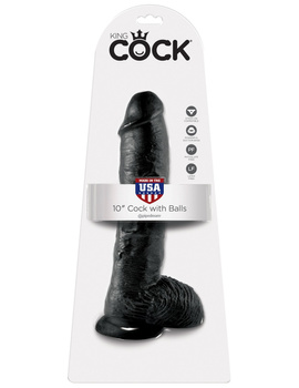 10' Cock With Balls Black Dildo Z Jądrami Czarne 25 Cm King Cock