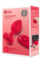Vibrating Heart Shape Jewel Plug M/L Red
