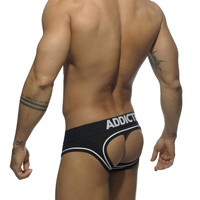 Double Piping Bottomless Brief Black L Addicted