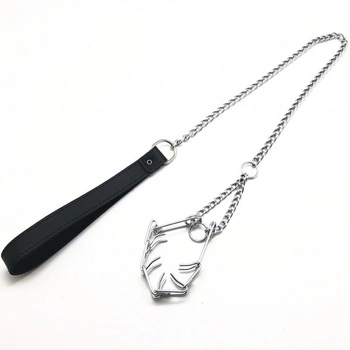 Leather leash with choke collar for penis
