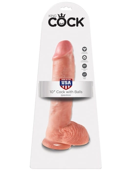 King Cock 10" Cock w/balls flesh