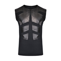 Tank Top with Leather Inserts Bull Leather Tanktop.02 S