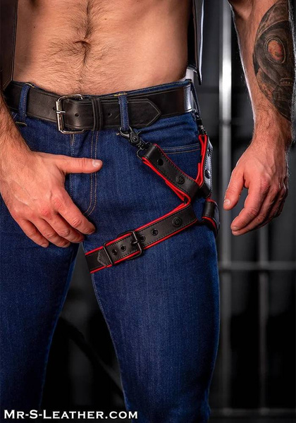 Mr. S. Leather skórzana uprząż na udo Leather Leg Harness Red