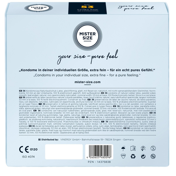 53 Мм Презервативи 36 Штук Mister.Size