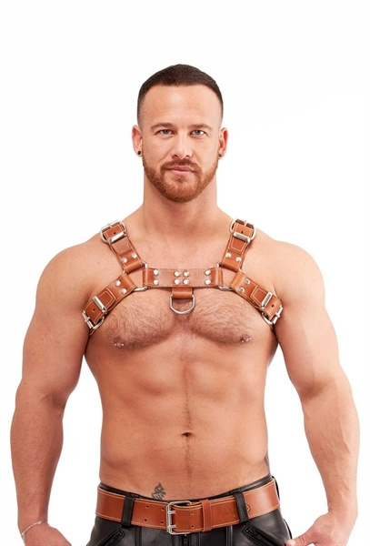 Mister B Leather Chest Harness Saddle Leather Brown S