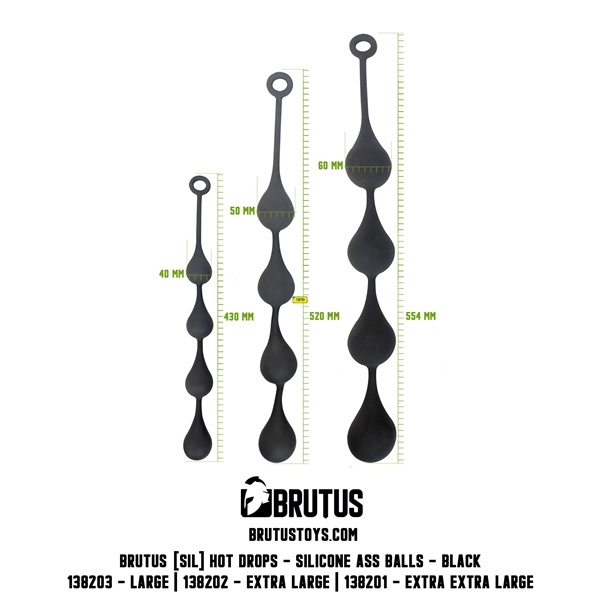 Kulki analne Hot Drops Silicone Ass Balls O40mm Black L Brutus