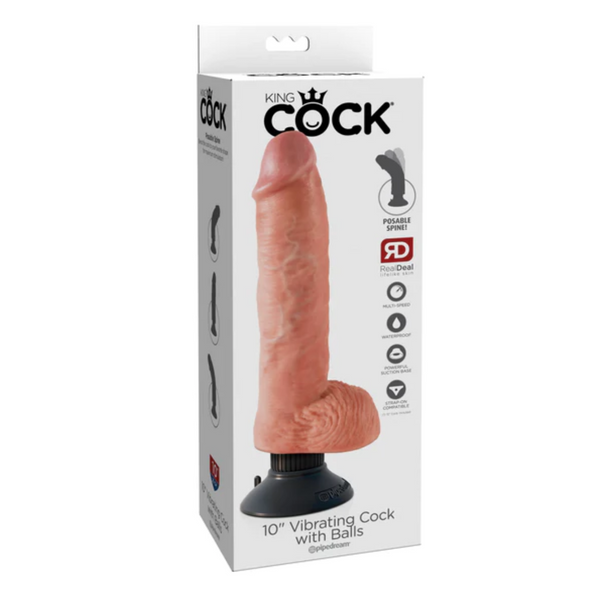 Wibrujące Dildo King Cock with Balls Pipedream 10 Light