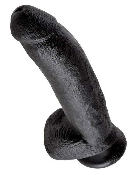 9' Cock With Balls Black Dildo Z Jądrami Czarne 23Cm King Cock
