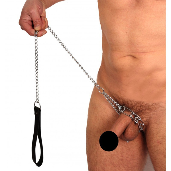 Шкіряний повідок з нашийником для пеніса The Red Leash with choke collar for penis