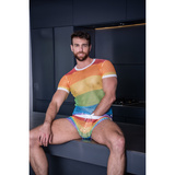 Andrew Christian Pride Mesh Stripe Shorts L