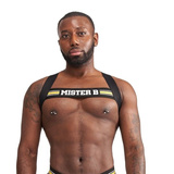 Жовтий еластичний пояс на торс Mister B Urban Club harness X-back Striped Yellow