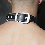 Obroża Fetish Leather Collar White Addicted