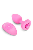 Vibrating Heart Shape Jewel Plug S/M Pink
