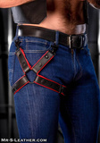 Mr. S. Leather skórzana uprząż na udo Leather Leg Harness Red