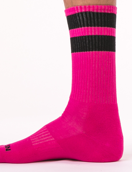 Skarpety treningowe różowe z czarnymi paskami Barcode Gym Socks pink-black L/XL