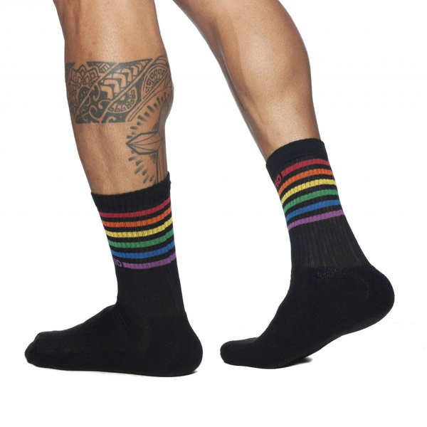 Addicted Rainbow Socks Black S/M