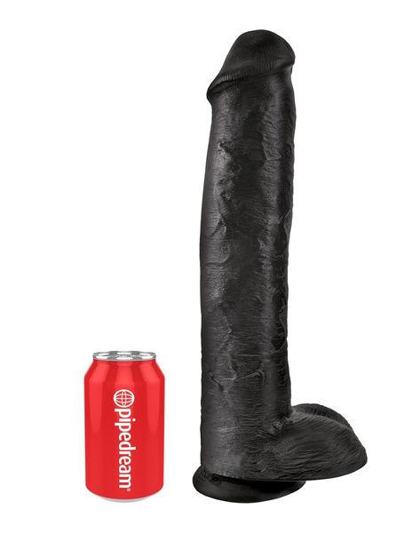King Cock 15" Cock with Balls Black dildo z jądrami czarne 38cm