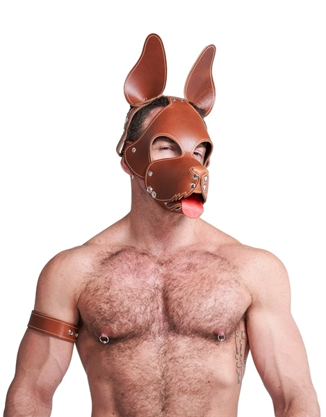 Mister B Leather Shaggy Dog Hood Stitched Brown