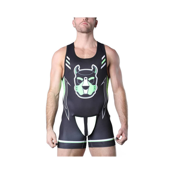 Trykot Pup Tron Zipper Singlet Green Xl CellBlock13