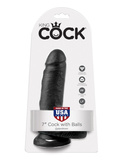 7' Cock With Balls Black Dildo Z Jądrami Czarne 18Cm King Cock