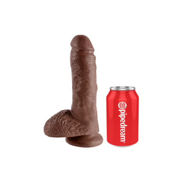 Dildo 20cm King Cock with Balls Brown