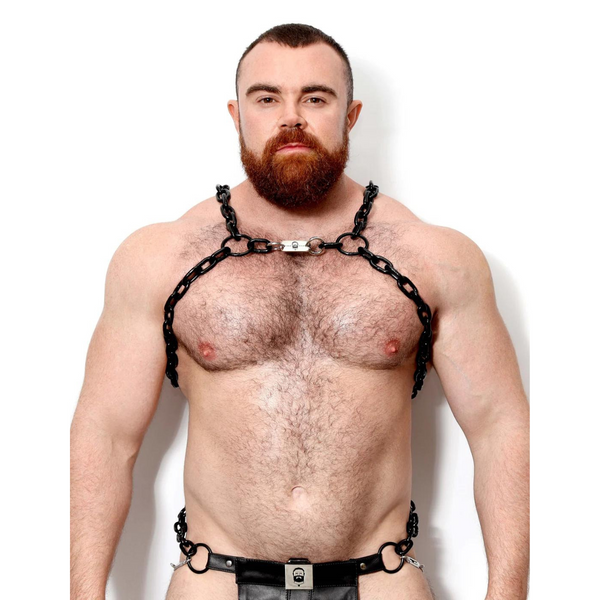 Black Steel Chest Harness 44" Dark Room