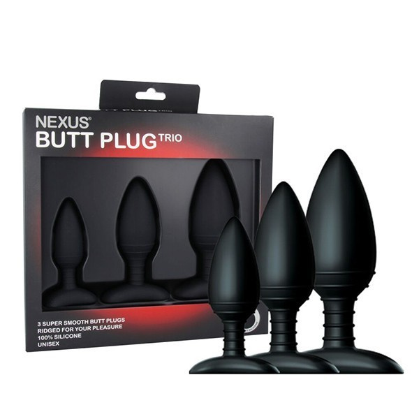 Butt Plug Trio 3 Solid Silicone Butt Plugs S M L Zestaw Korków Analnych Nexus Butt Plug Trio 3 Solid Silicone Butt Plugs S M L zestaw korków analnych