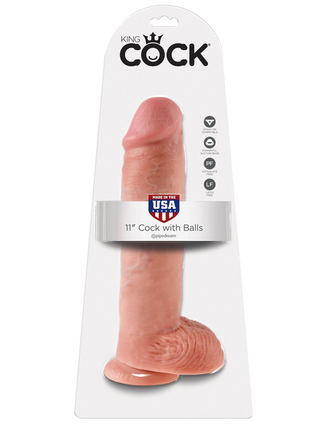 11' Cock With Balls Flesh Dildo Z Jądrami Cieliste 28 Cm King Cock