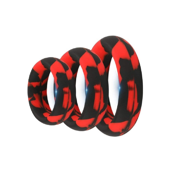 Ерекційні кільця Pack 3 Cockrings Silimix Red-Black CockzRing