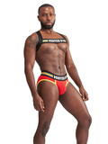 Жовтий еластичний пояс на торс Mister B Urban Club harness X-back Striped Yellow