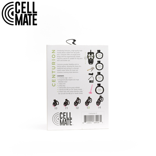 Pas cnoty Centurion Chastity Cage Black Size 3 CELLMATE