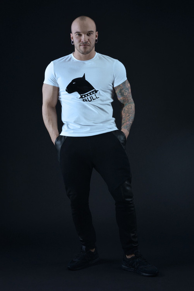 Sweatpants with Pockets and Leather Elements Bull Pants L