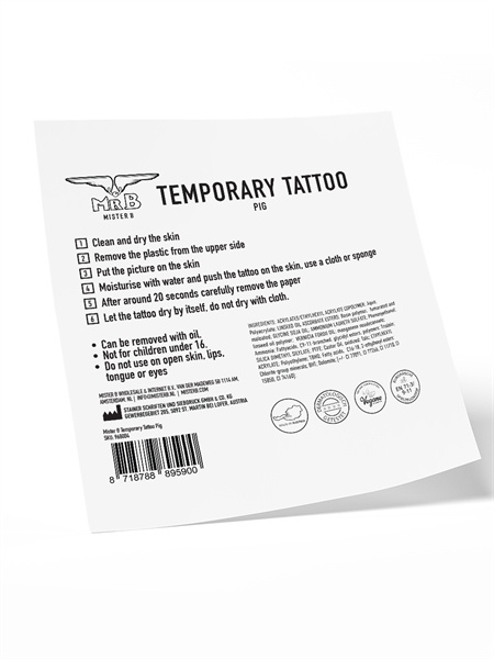 Mister B Temporary Tattoo Pig