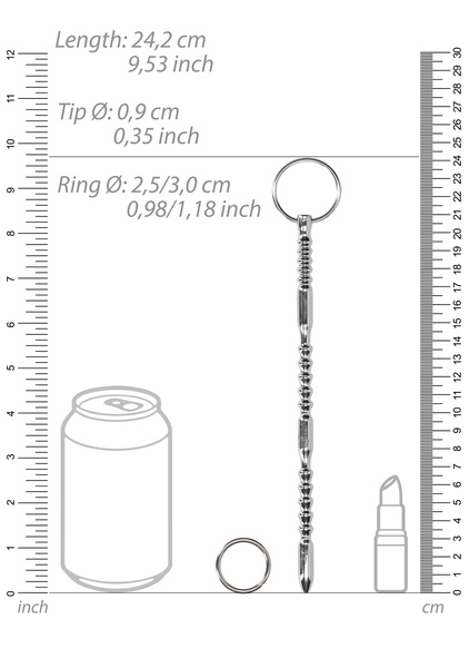 Metalowa sonda ze zmienną strukturą powierzchni Urethral Sounding Metal Ribbed Dilator with Ring