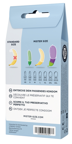 Набір презервативів Test-Set 53-57-60 3 Condoms Mister.Size