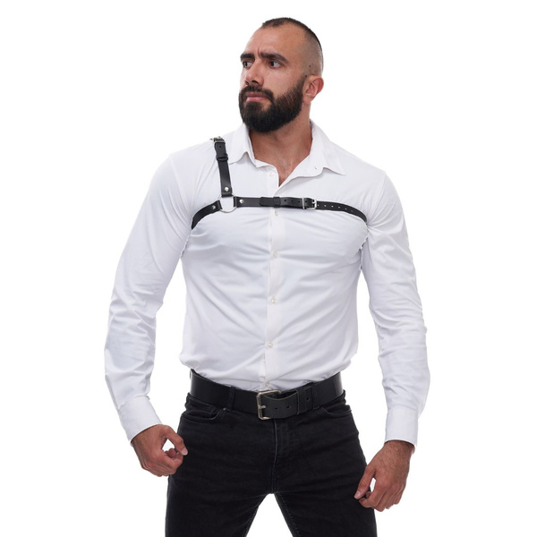 Mister B Serve Leather Style Harness Black L/XL