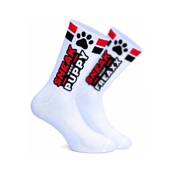 Skarpetki SneakFreaxx Sneak Woof Puppy Socks White-Red