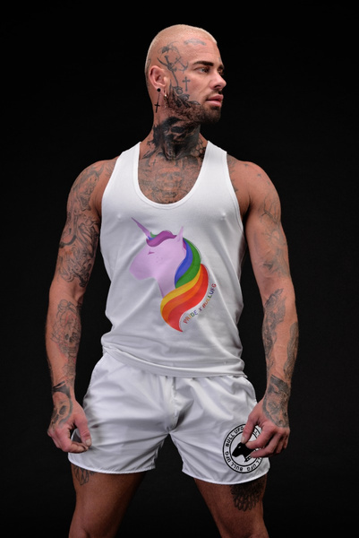 Bull Pride Tank Top with "Proud" Unicorn.02 S