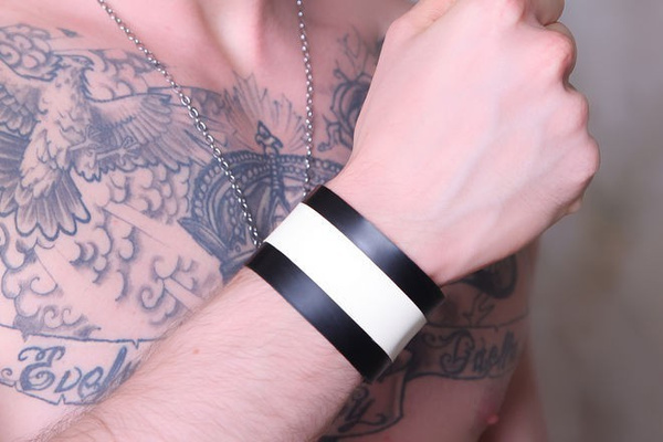 Gumowa opaska na nadgarstek Boxer Rubber Wristband White Stripe M