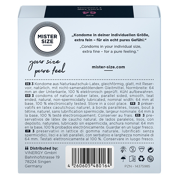 Презервативи 64 мм 3 штуки Mister.Size