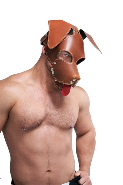 Mister B Leather Floppy Dog Hood Stitched Brown