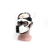 665 Leather Bondage Pup Hood Black/ White