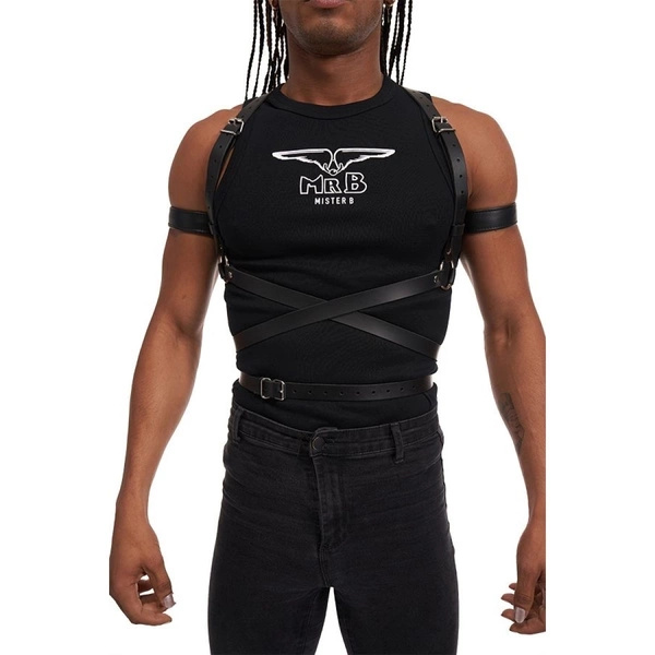 Mister B Serve Leather Icon Harness Black L/XL