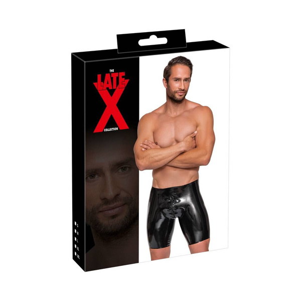 Lateksowe spodenki męskie Men's Latex Pants Zip black XXL LateX
