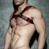 Fetish Leather Collor Harness Red S/M Addicted