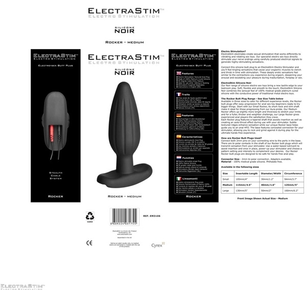 Korek Analny Do Elektrostymulacji Silicone Noir Rocker Butt Plug Medium ElectraStim