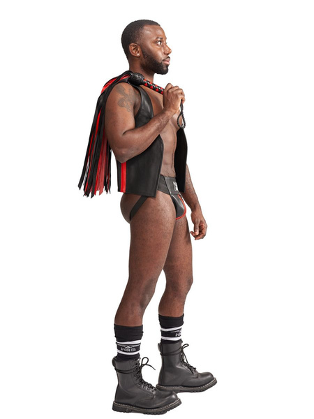 Pejcz Impact Premium Leather Flogger Black Red Mister B