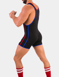 Strój do sexzapasów Barcode Singlet Allan Black-Red-Royal M