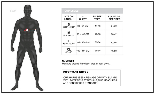 Elastyczna uprząż na tors Barcode Harness Matt Black M