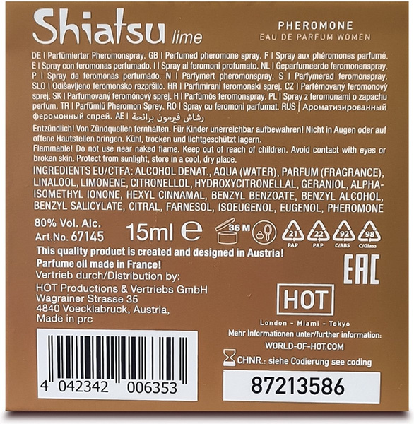 Pheromon Fragrance Woman Lime 15ml Shiatsu